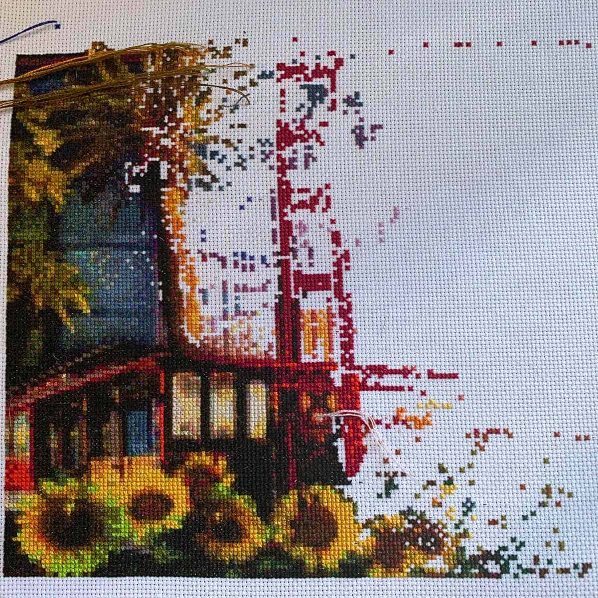 cross stitch project using both cross country and parking methods