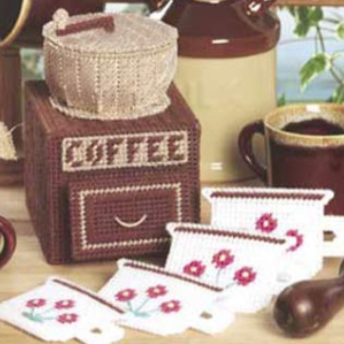 coffee mill plastic canvas cross stitch project