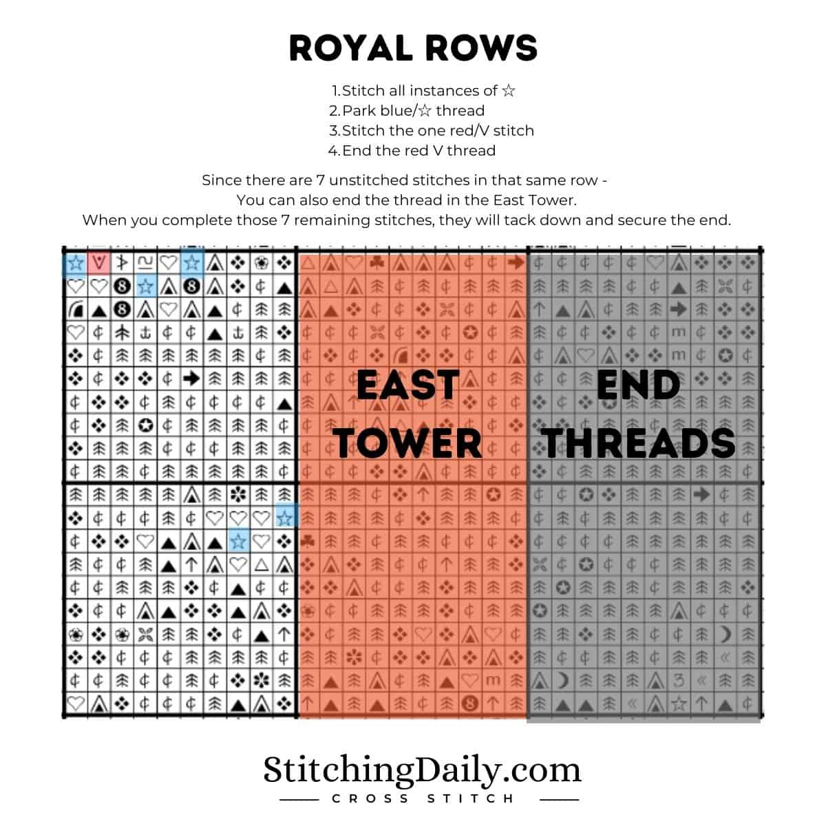 Royal Rows Cross Stitch Method Stitching Daily